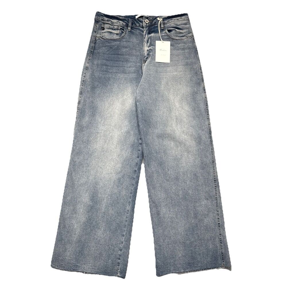 KanCan High Rise Wide Leg Jeans 11/29 (31x30) Blue Denim Stretch Juniors NWT New